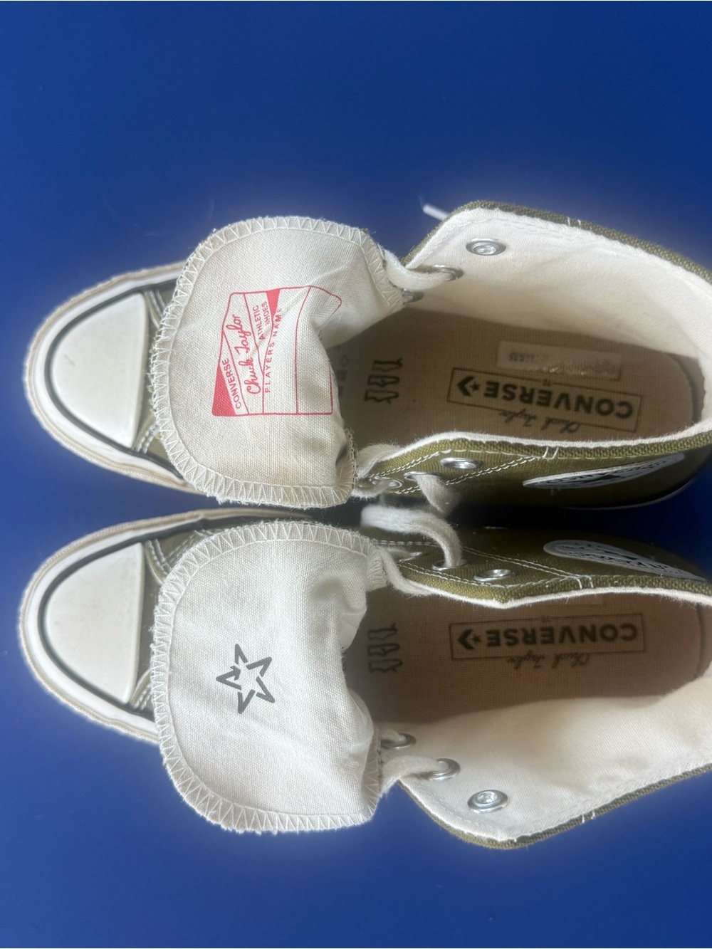 Converse High-Top Sneakers in Olive Green and White - Picture 4 of 5